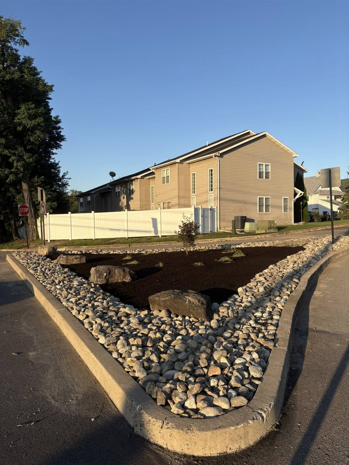 Traffic Island Rock Bed